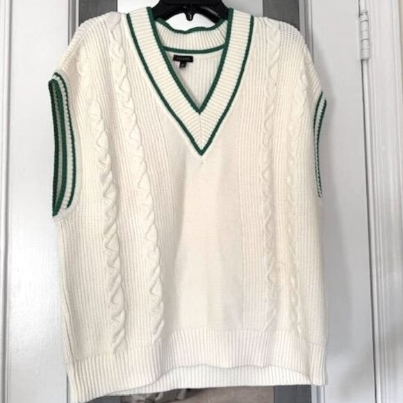 Talbots Drop Shoulder Cable Knit Sweater Vest Preppy Academia Tennis Coastal - Picture 2 of 10